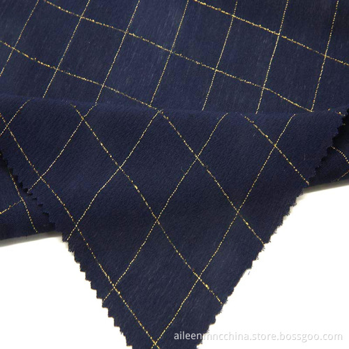 rayon crinkle with golden check lurex